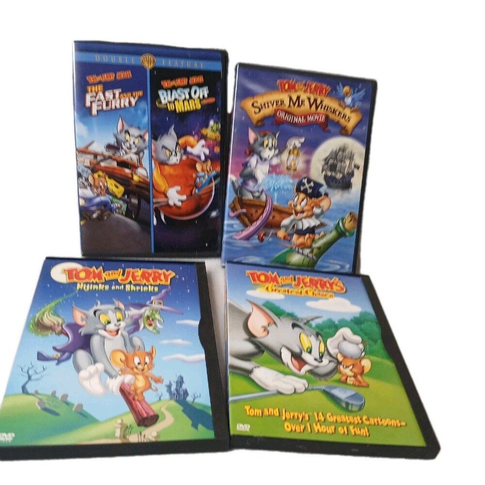 4 DVDS Tom and Jerry Cartoon Vintage Classic Cat Mouse Animated Preowned
